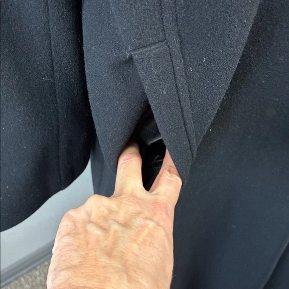 Preston & York Wool Maxi Coat Black 4 Button Collar Pockets Overcoat Classic 12 - Picture 8 of 9